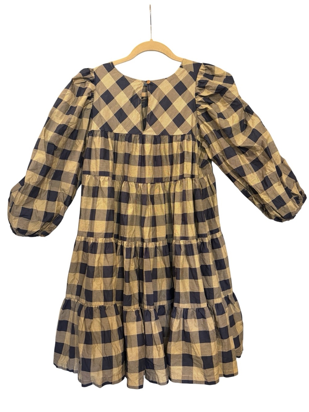 NWOT Summersalt Tiered Mini Dress Buffalo Check in Midnight & Toffee Women’s Med - Picture 5 of 9